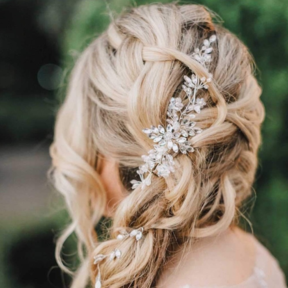 Crystal Hair Piece Wedding Vine Silver Rhinestone - Picture 3 of 5